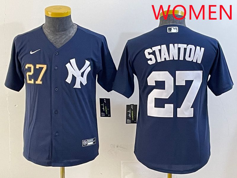 Women New York Yankees #27 Stanton Blue Game 2025 Nike MLB Jersey style 3->women mlb jersey->Women Jersey